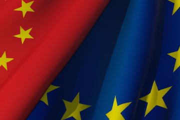 DALL·E 2023 05 26 16.17.31 make an photorealistic image of a EU flag and a Chinese flag