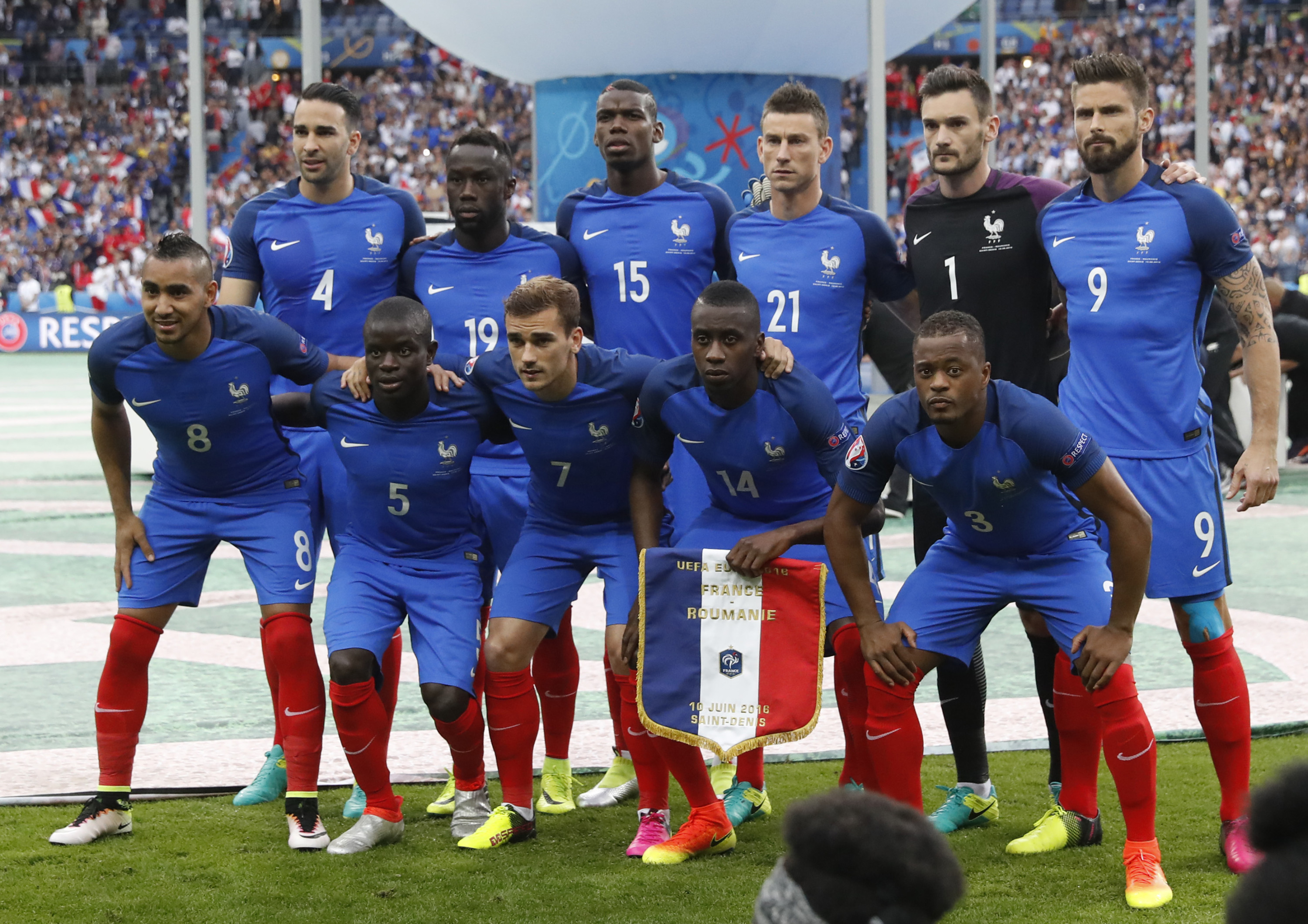 Het Franse voetbalelftal, ofwel Le Bleus. –  © Reuters / Christian Hartmann Livepi